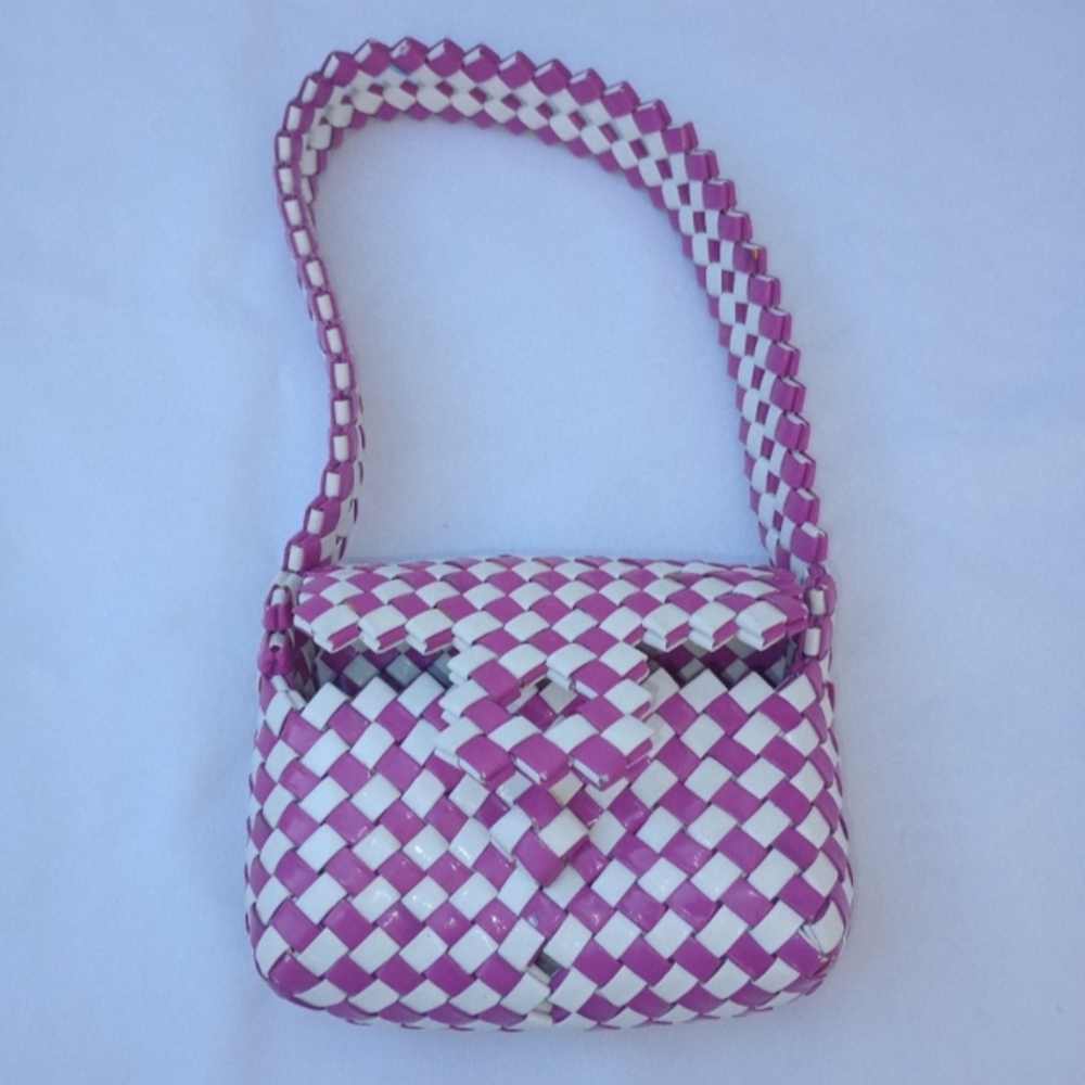 Handmade Woven Purse Artisanal Festival Accessories Whimsical Fairy Purple White